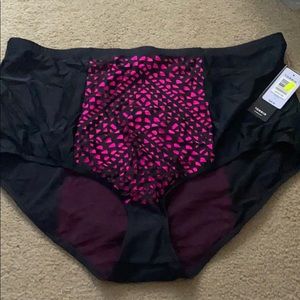 Black and Pink High Waisted Swim Bottoma